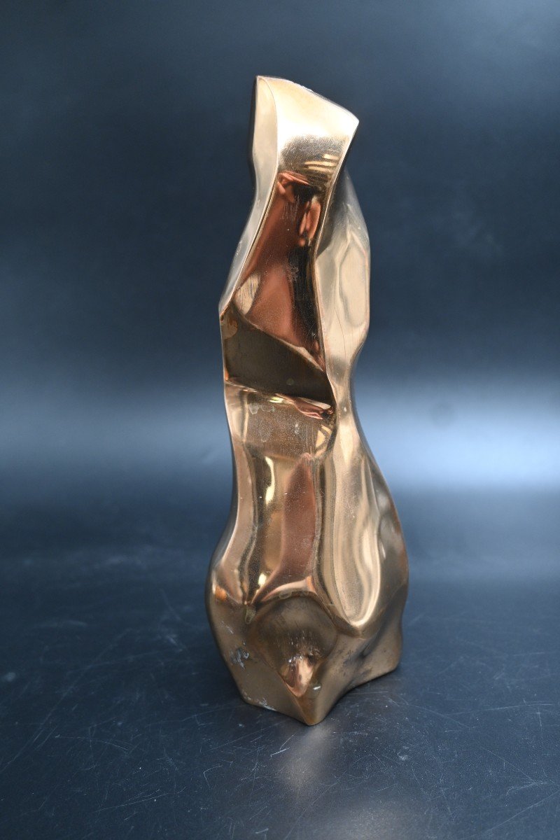 Michel Jaubert Vase Sculpture Bronze Poli , Circa 1970-photo-4