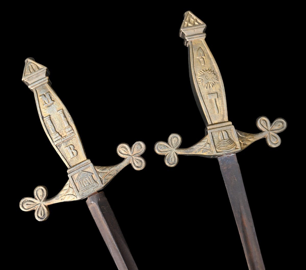 Freemasonry Pair Of Ritual Swords From France 19th Century