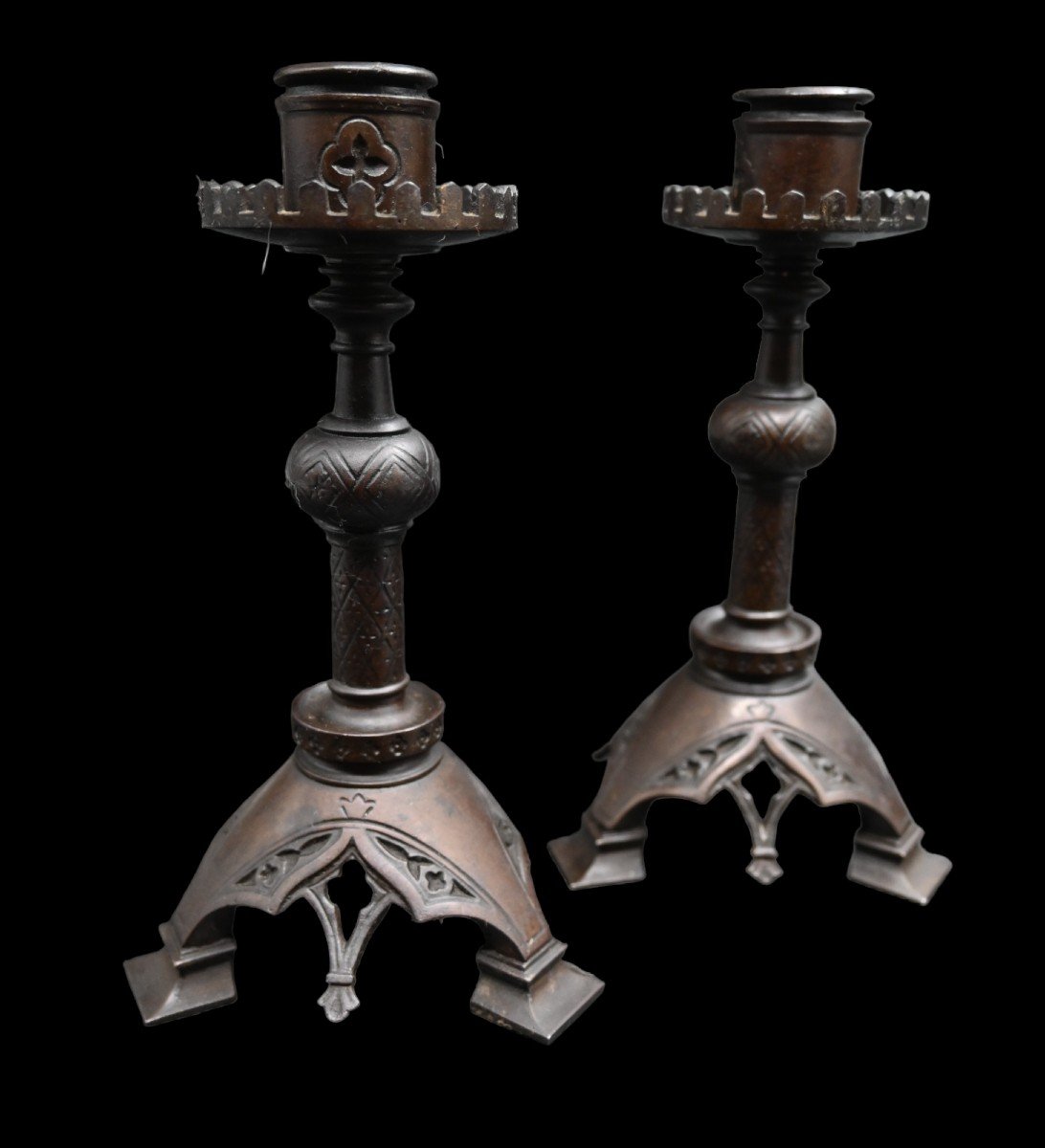 Pair Of Iron Candlesticks Cj Vombach Frankfurt A. Main Sachsenhausen Circa 1880