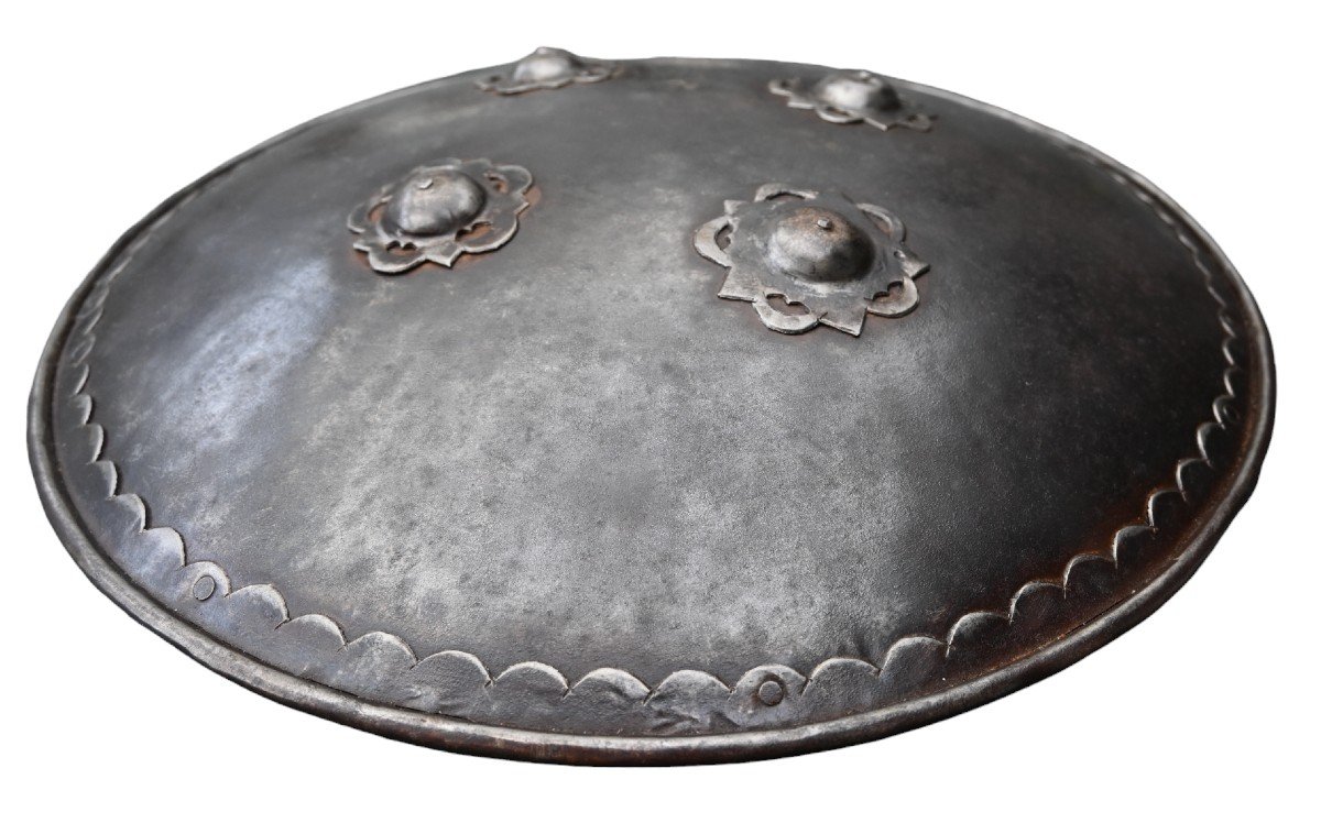Antique Qajar Ottoman Persian Steel Shield, 19th Century-photo-2
