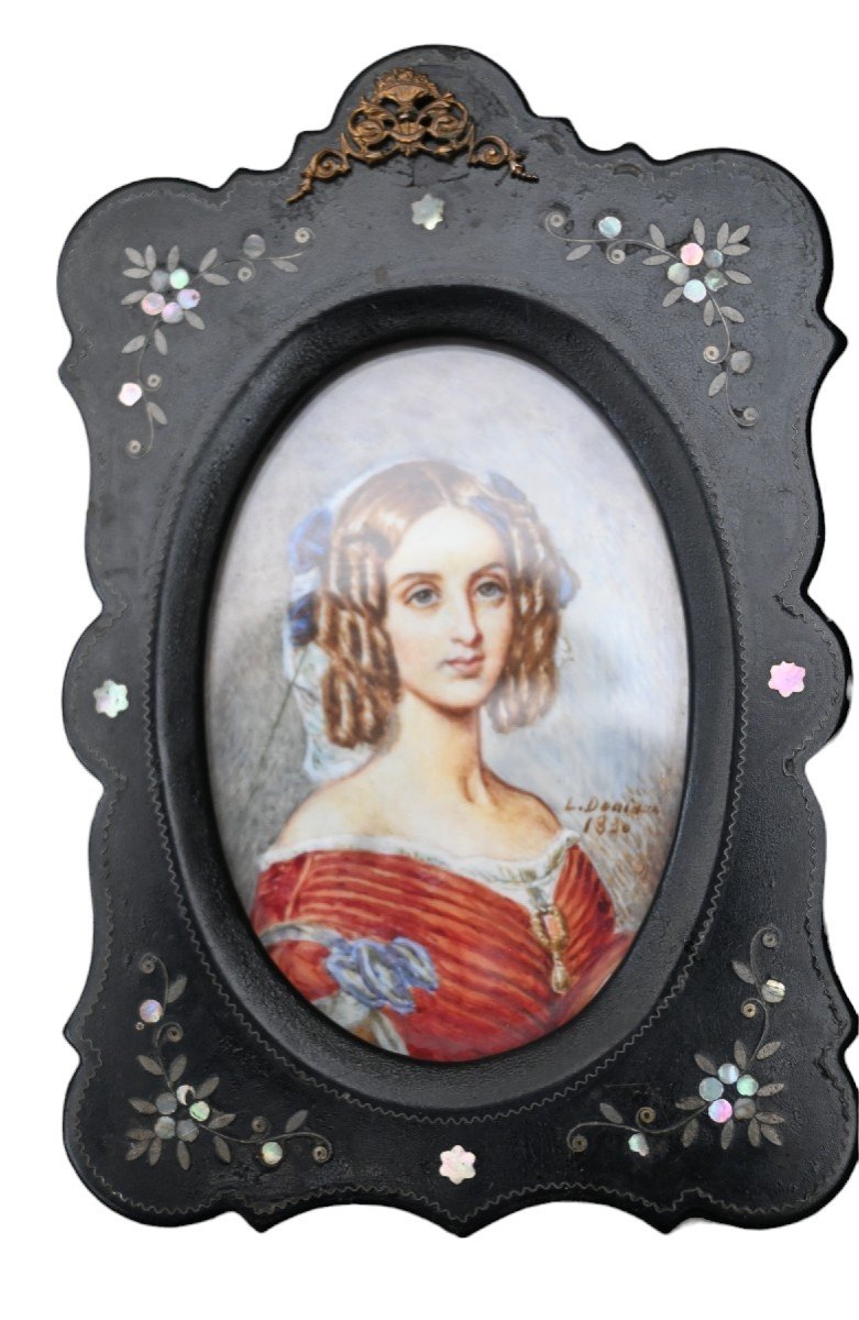 Pair Of Miniatures, 1st Queen Of Belgium, Louise d'Orléans, 1830-photo-2