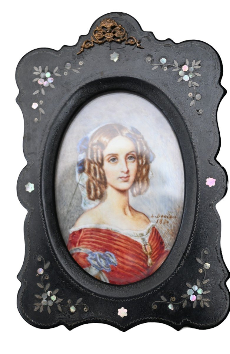 Paire De Miniatures, 1ère Reine De Belgique, Louise d'Orléans, 1830-photo-2