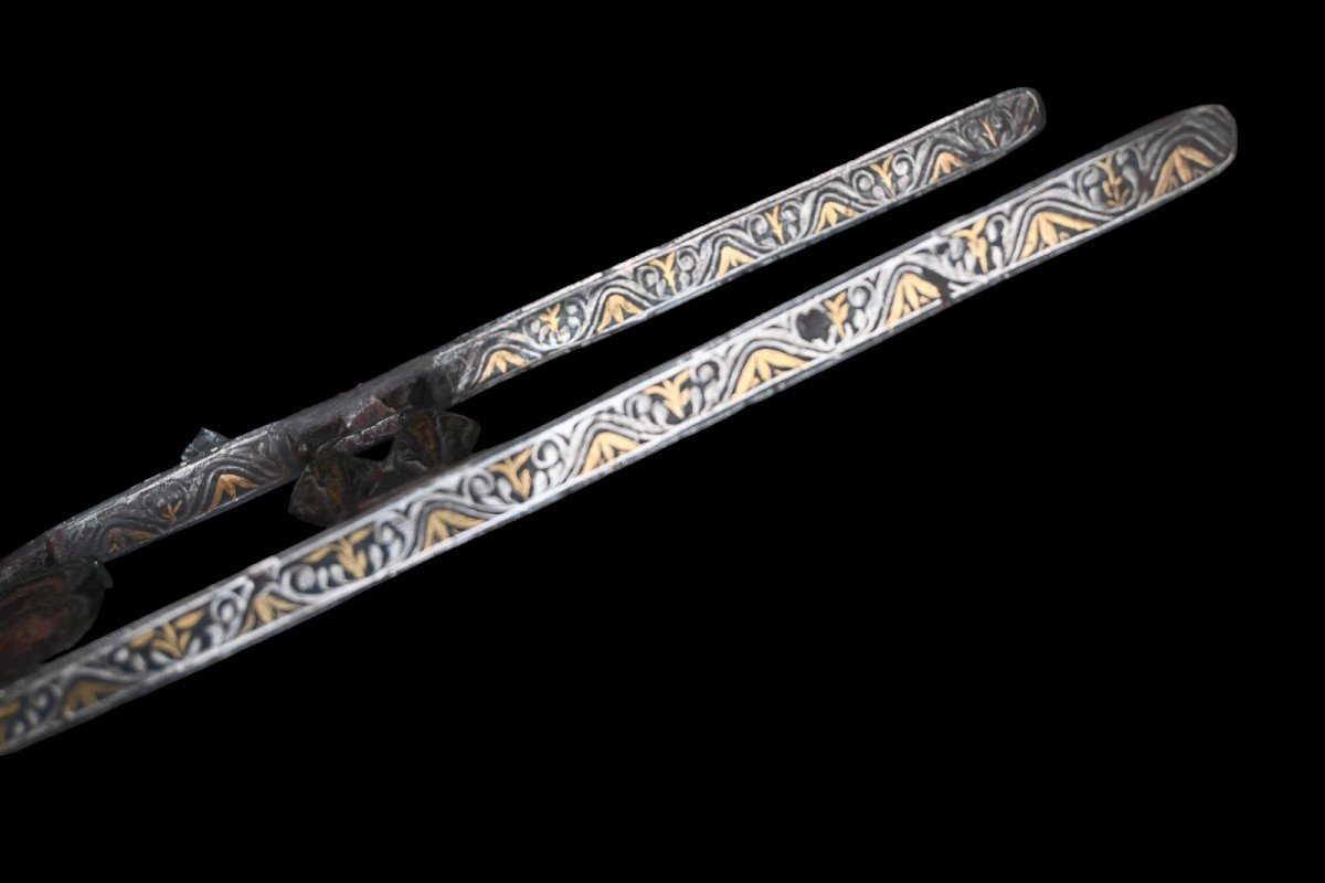 Katar Indien / Dague, Incrusté d'Or Et d'Argent, 18éme Siécle-photo-4