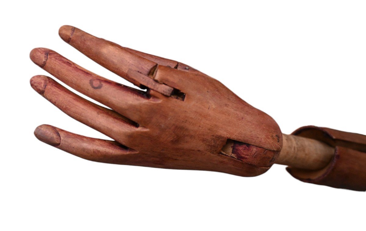 Paire De Bras Articulés d'Un Mannequin En Bois-photo-3