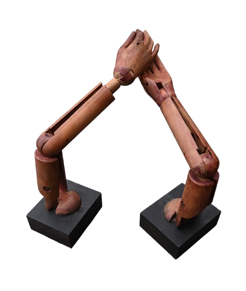 Paire De Bras Articulés d'Un Mannequin En Bois-photo-4