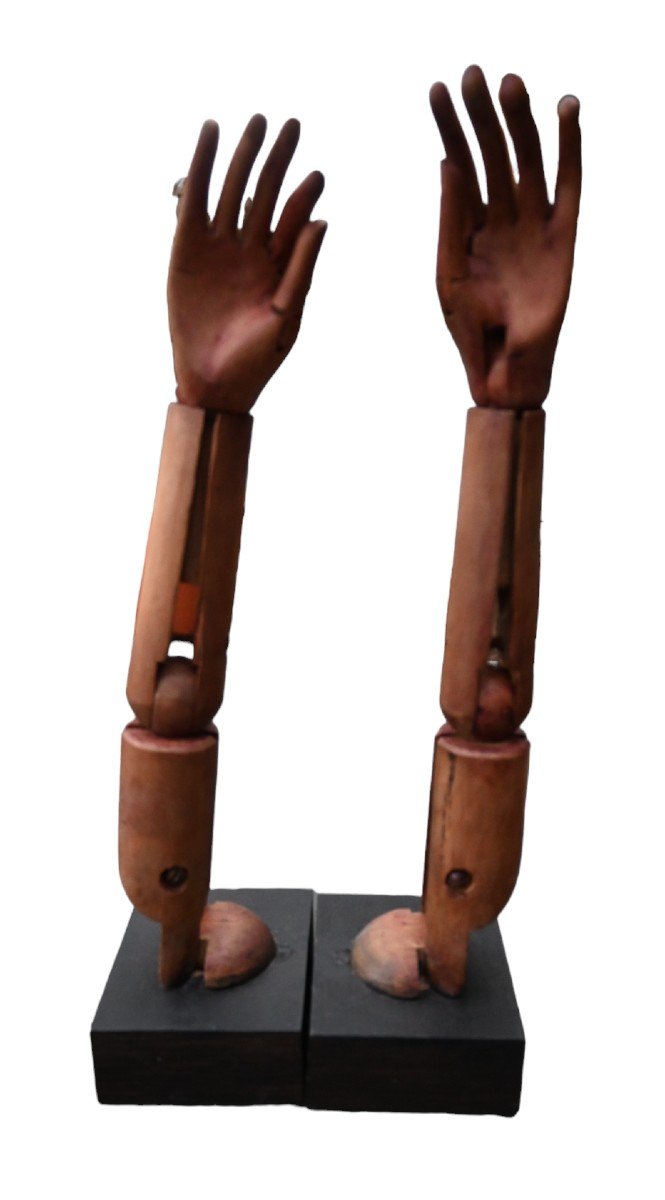 Paire De Bras Articulés d'Un Mannequin En Bois-photo-4