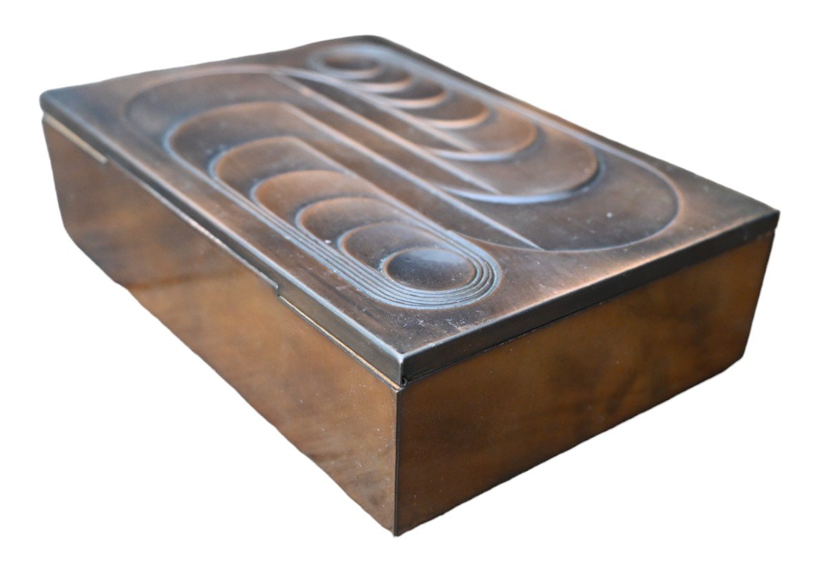 Decorative Box In Embossed Iron  Dinanderie, France, 1970s-photo-1