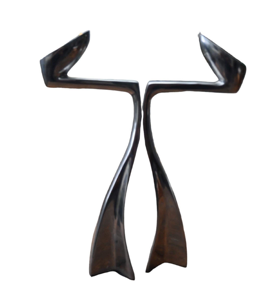 Pair Of Matthew Hilton Arclumis Aluminum Candlesticks, 1980