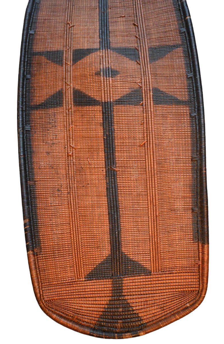 Antique African Fiber War Shield From The Ngbandi Tribe, Ubangi (dr Congo)-photo-4