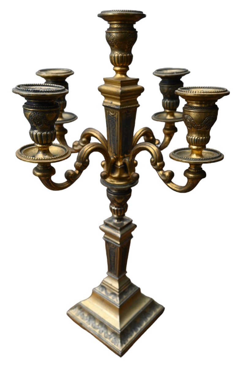 Large Table Candlestick In Gilded Silver