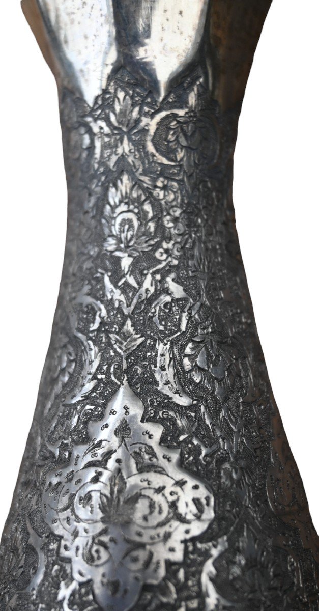 Museum Quality Antique Islamic Qajar Indo-persian Silver Vase-photo-4