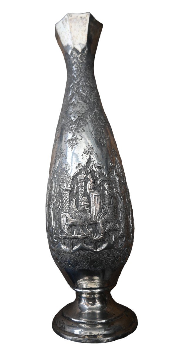 Museum Quality Antique Islamic Qajar Indo-persian Silver Vase