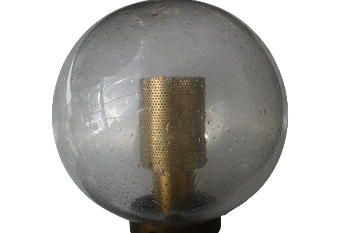 Glashütte Limburg, Pair Of Sconces, Glass Balls, Ca 1970-photo-3