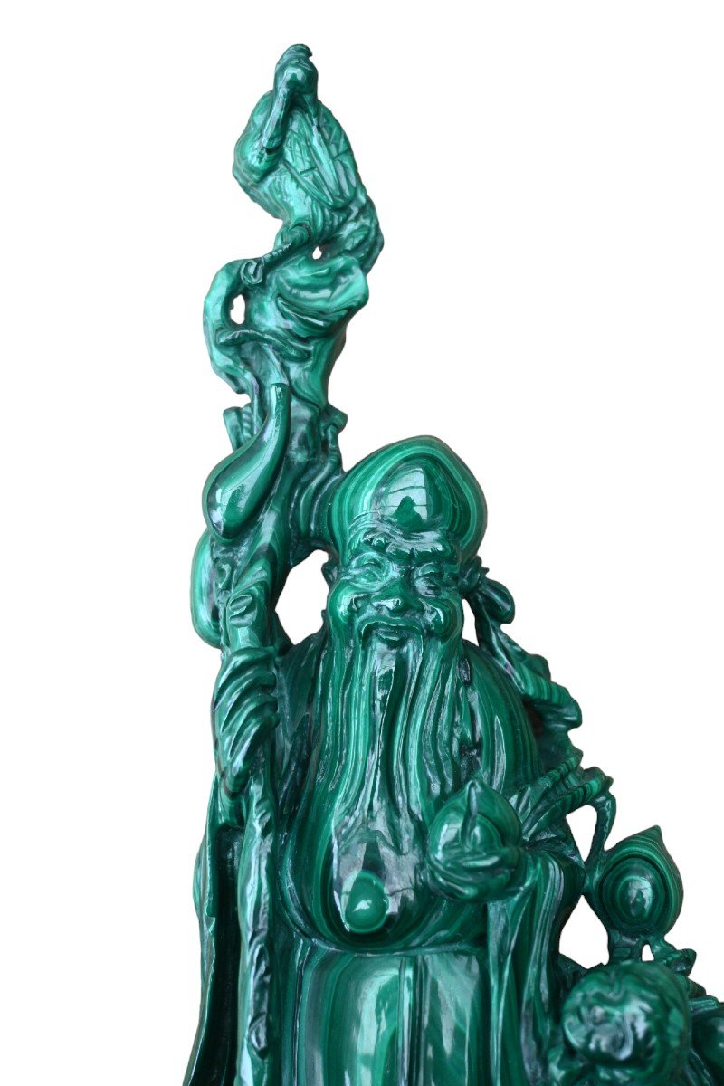 China Malachite Statue, Beijing, 20th Century.-photo-2