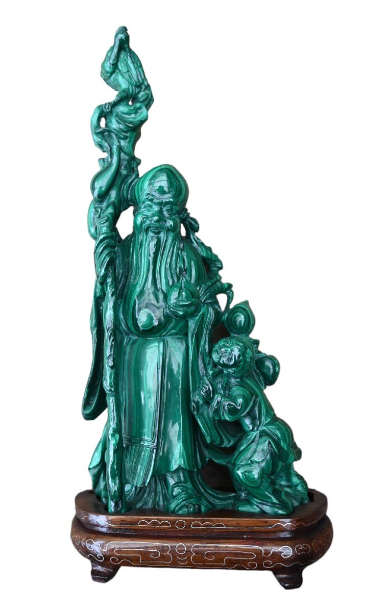 China Malachite Statue, Beijing, 20th Century.