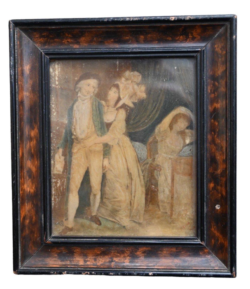 Miniature Peinte Du XVIIIe Siècle, scène amoureuse