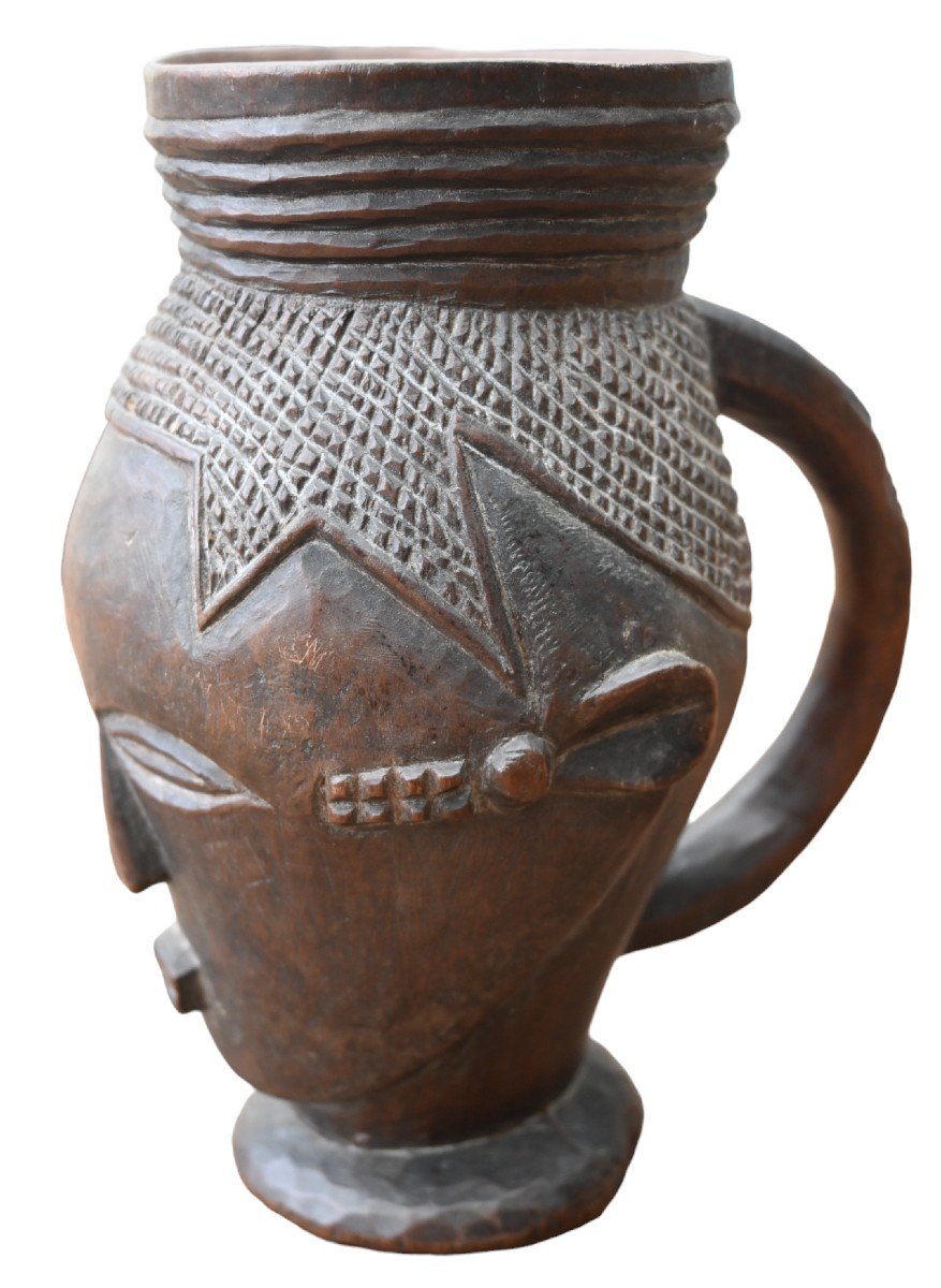 African Wooden Cup Kingdom Of Kuba, Dr Congo-photo-2