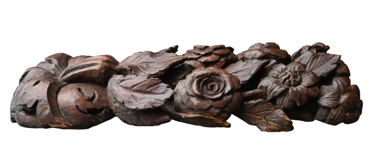 Ornement Sculpté En Chêne Du 17ème Siècle-photo-3