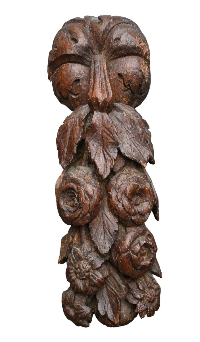 Ornement Sculpté En Chêne Du 17ème Siècle
