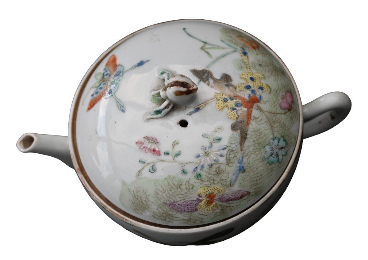 Old Chinese Tongzhi Porcelain Teapot Marked And Vintage-photo-1