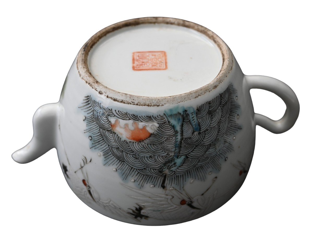 Old Chinese Tongzhi Porcelain Teapot Marked And Vintage-photo-4