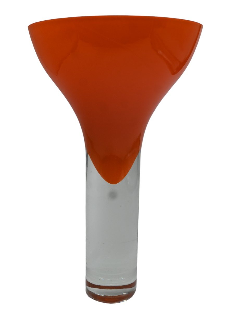 Vase Murano Sommerso Vintage En Verre Orange Par Flavio Polo Pour Seguso Vetri d'Arte
