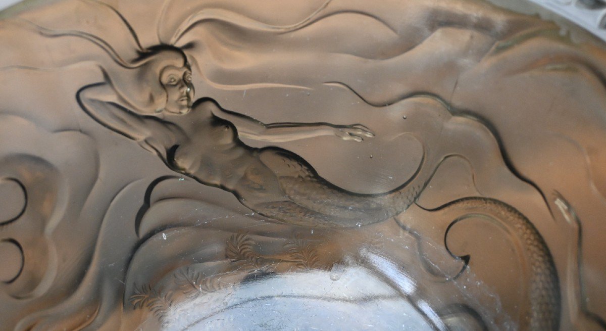 Barolac Josef Inwald Art Nouveau Rare Coupe Sirène En Verre Satiné -photo-4