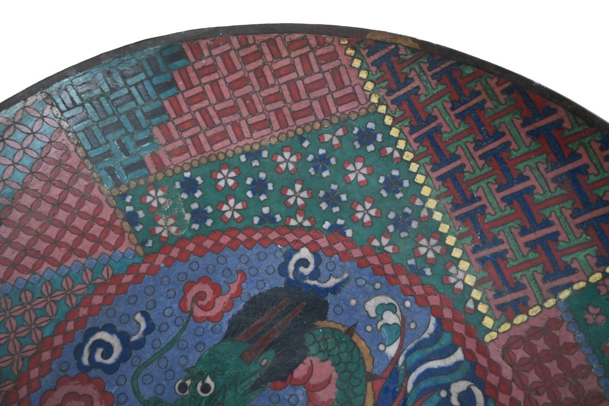 Grand Plat En émail Cloisonné Chine XIX ème-photo-2