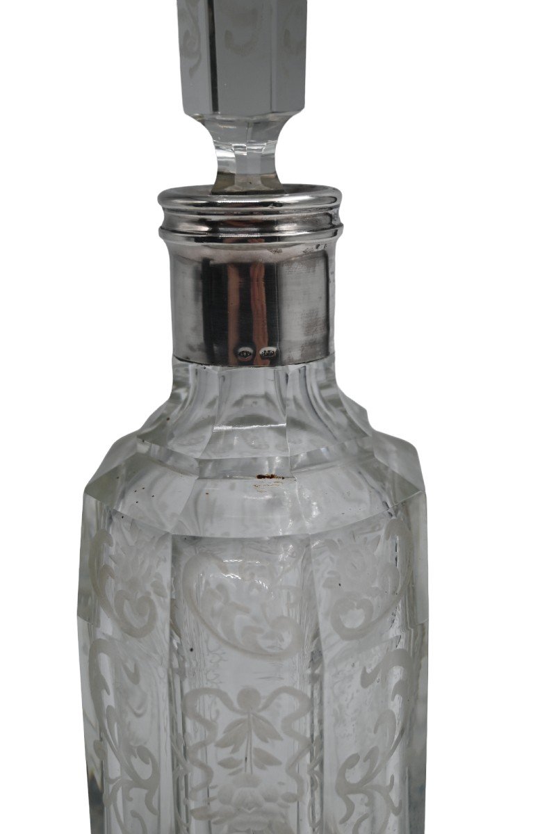 Carafe In Crystal And Silver. Richly Engraved-photo-1