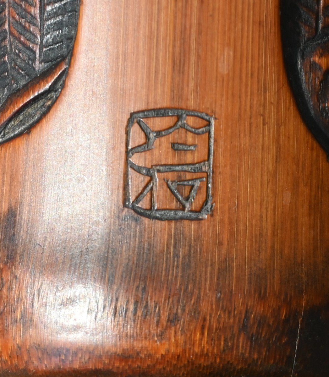 Tonkotsu (boîte à Tabac) En Bambou Sculpté Japonais Fin De La Période Meiji-photo-1