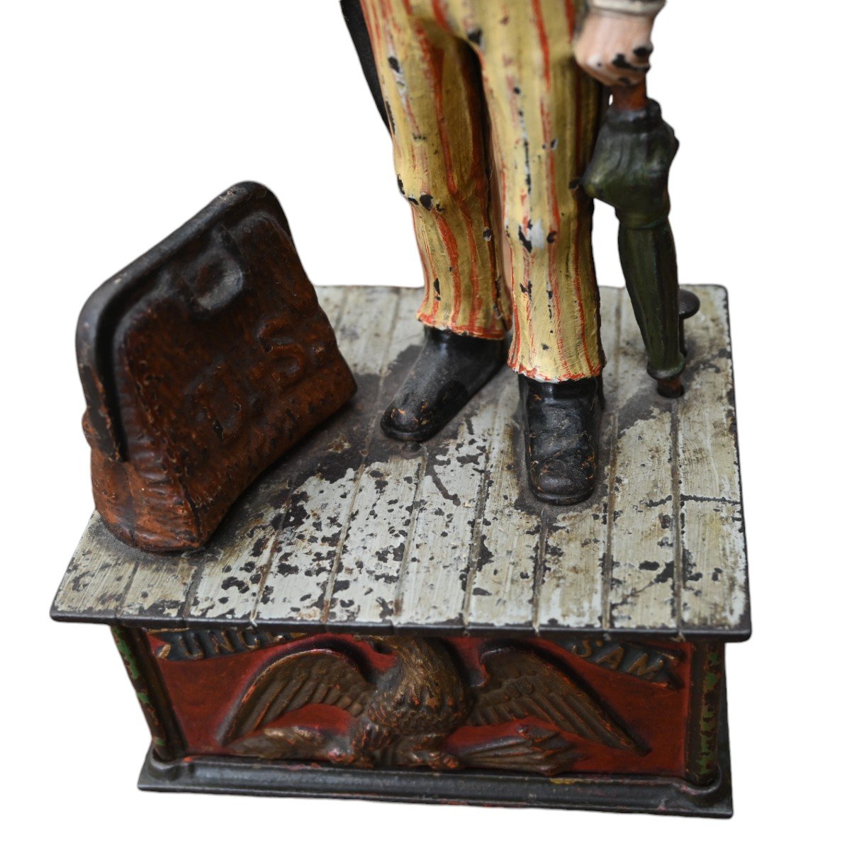 "uncle Sam" Cast Iron Mechanical Piggy Bank, 19th Century-photo-2