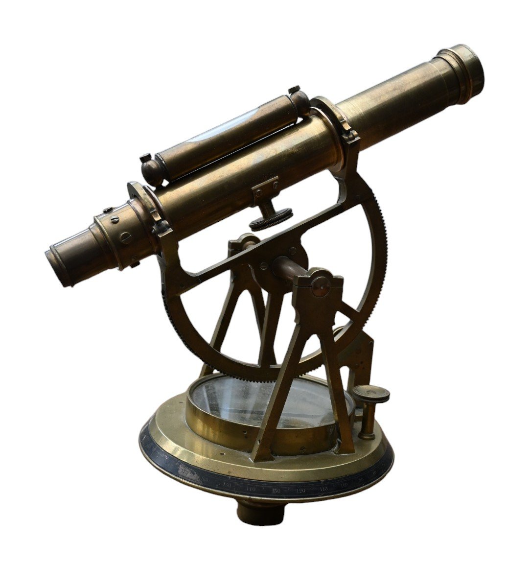 Scotland, Glasgow, Brass Nautical Alidade Telescope Compass Theodolite Marine, 19th Century-photo-2