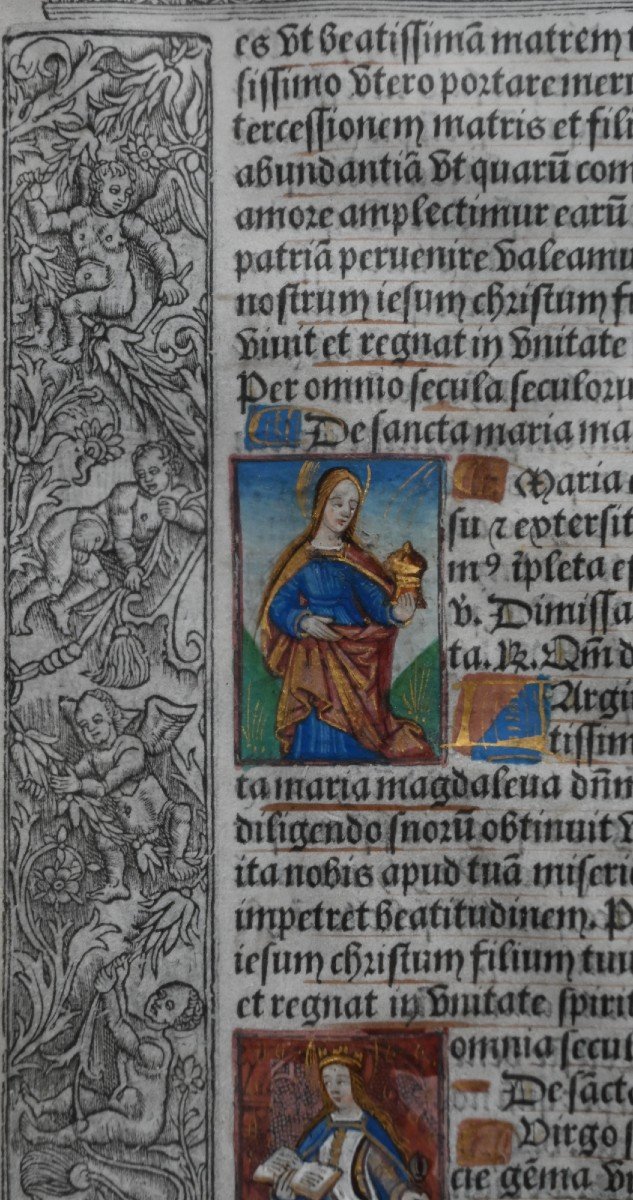 Illuminated Manuscript Parchment, Early Period, 15th Century-photo-3