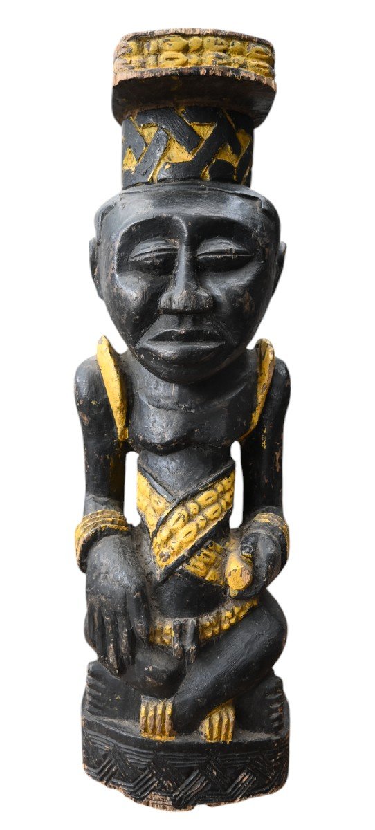 Seated King Statue (ndop) Of The Kuba Tribe, Dr Congo, First Half Of The 20th Century-photo-3