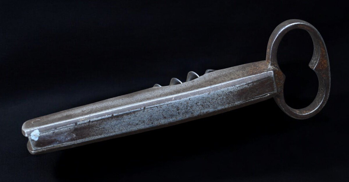 A Rare French Steel Lever Corkscrew Circa 1880 Marked Bechon Morel-photo-2