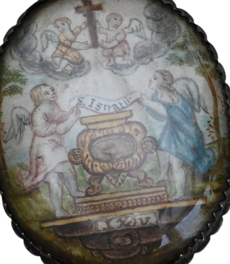 Reliquary Medallion, Miniature On Vellum Relic 17th Century-photo-1