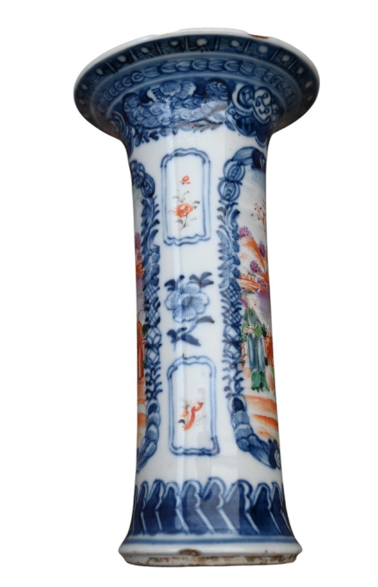 3 Late 18th Century Mandarin Porcelain Vases From The Qianlong Period-photo-8