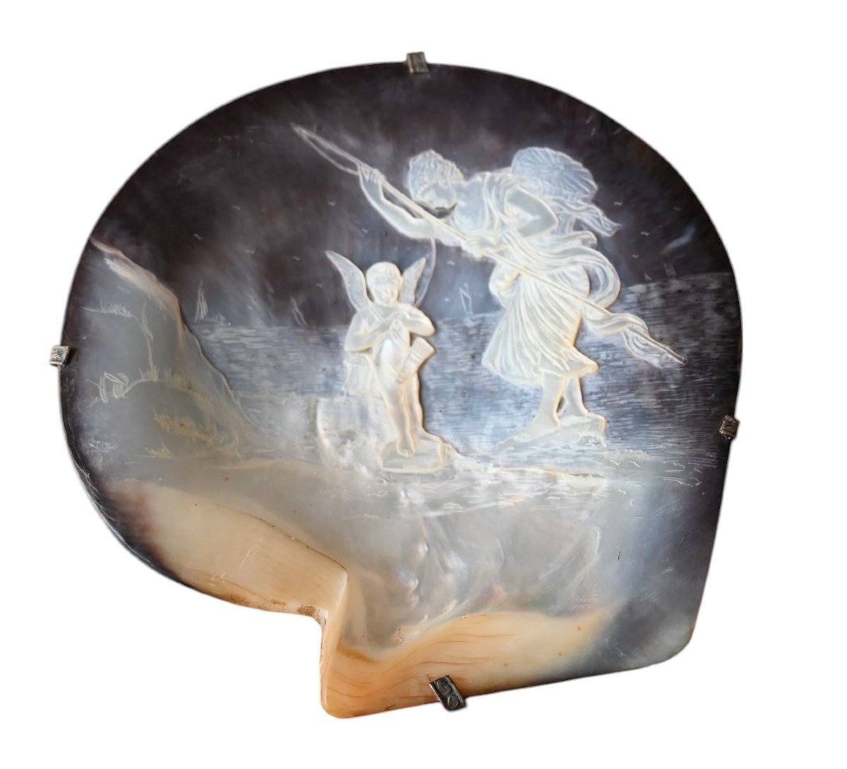 Pair Of Mother-of-pearl Shells Carved As Cameos, Grand Tour, 19th Century-photo-2