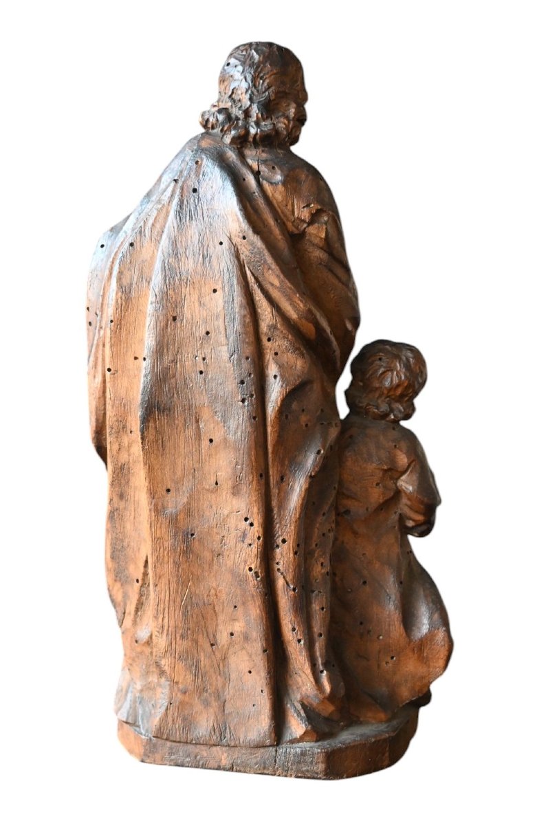 Saint Joseph avec  l'Enfant Jezus, statue en bois 17éme siécle-photo-2