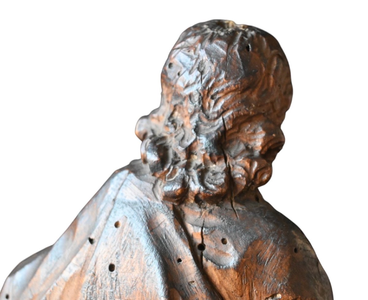 Saint Joseph avec  l'Enfant Jezus, statue en bois 17éme siécle-photo-3