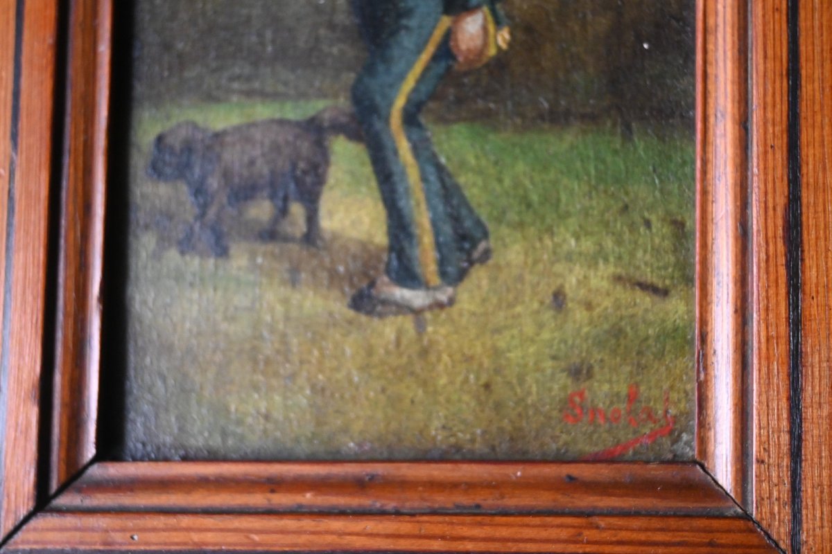 Military Painting On Panel Depicting A Light Infantry Soldier, 1809-photo-1