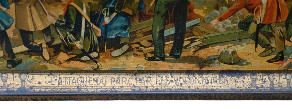 Plateau en tôle  avec publicité  « chocolat Michiels » 1905, 75 ans d'indépendance belge-photo-2