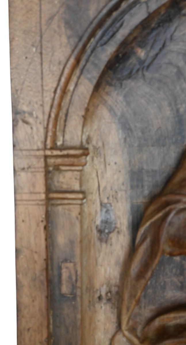  Christ sur la pierre froide, panneau en bois sculpté, XVIIe siècle-photo-3
