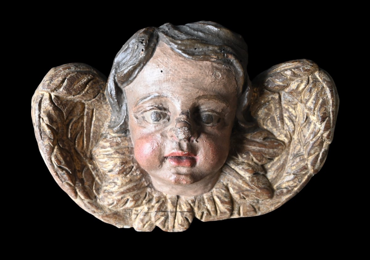 Angelot Ange  En Bois Sculpté du XVIIe Siecle