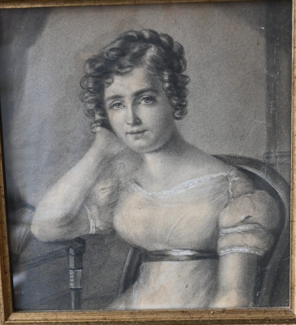 Ansiaux Antoine - Attributed To, (1764-1840) Drawing, Portrait Of A Young Woman-photo-2