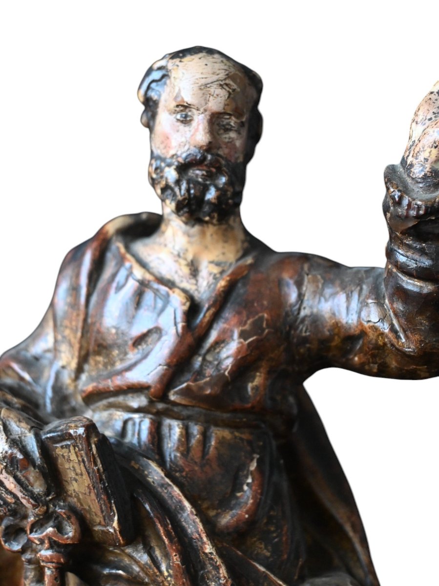 Carved Oak Statue Of Saint Peter – Late 16th Century, Northern Europe-photo-3