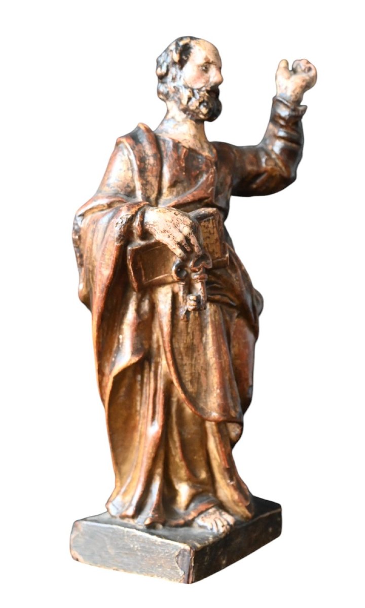 Carved Oak Statue Of Saint Peter – Late 16th Century, Northern Europe-photo-4