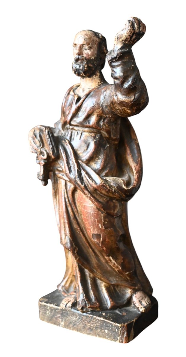 Carved Oak Statue Of Saint Peter – Late 16th Century, Northern Europe-photo-4