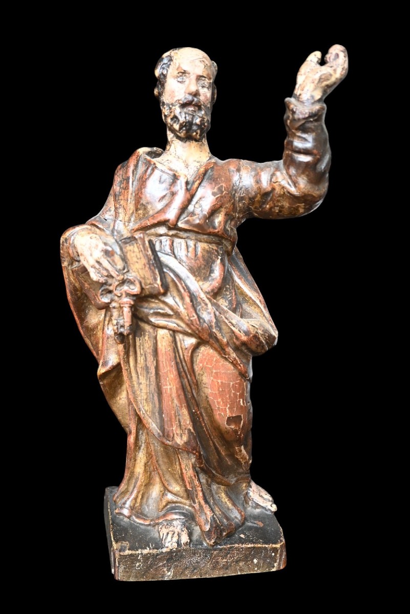 Carved Oak Statue Of Saint Peter – Late 16th Century, Northern Europe