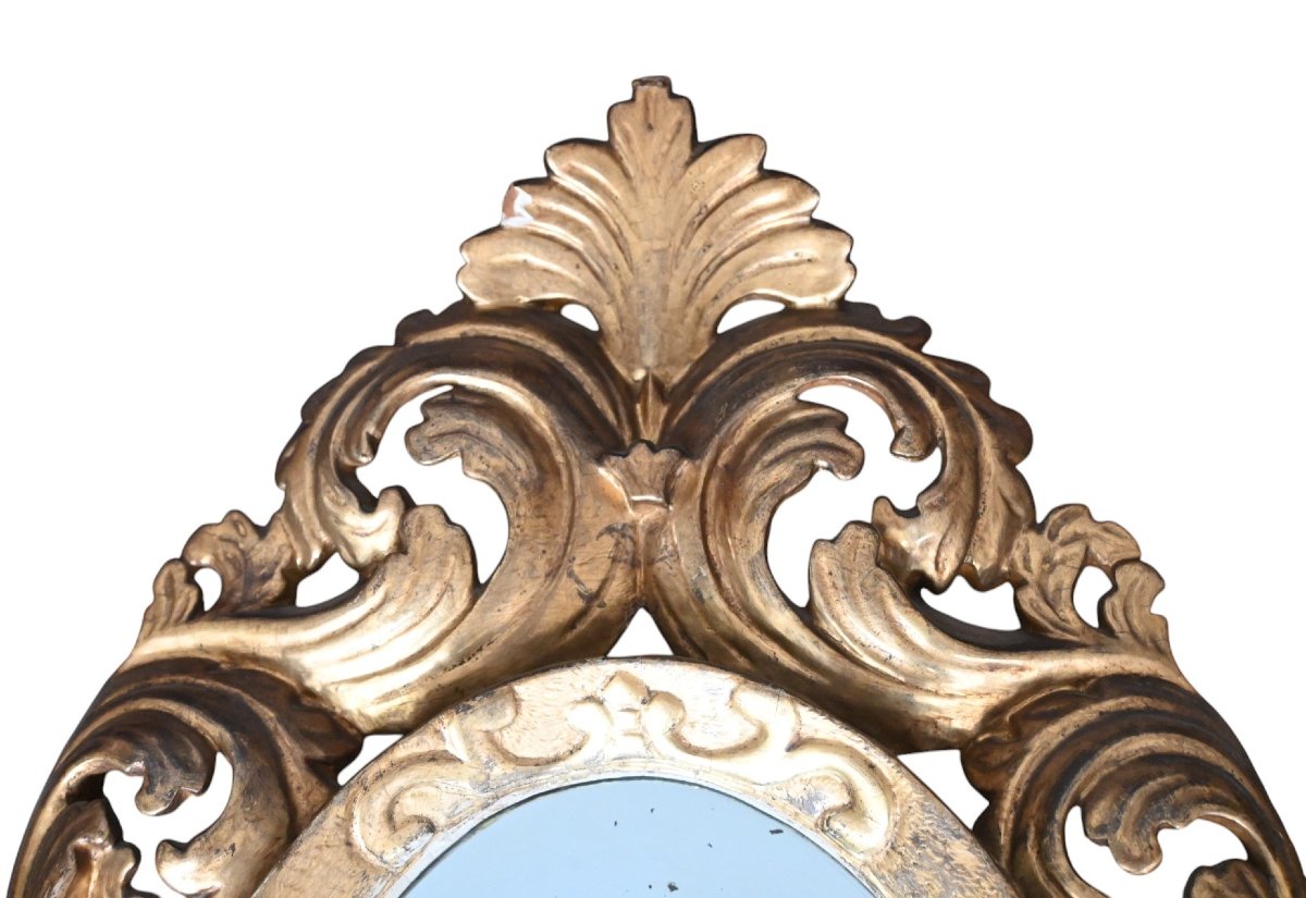 Paire de miroirs / appliques en bois sculpté doré, XIXe siècle-photo-2